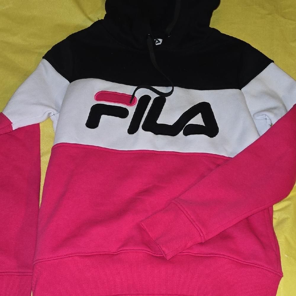 Fila Black, White, and Pink Hoodie